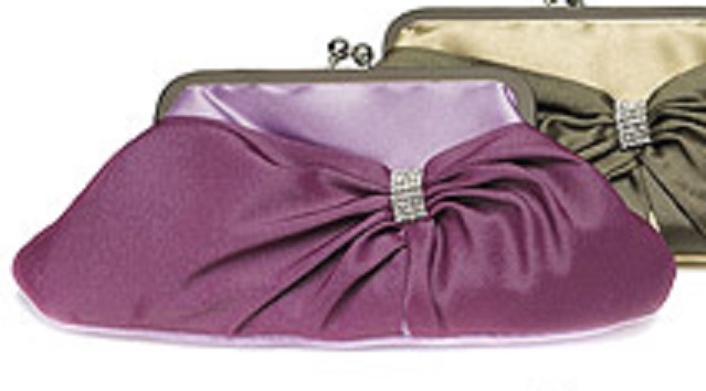 Convertible Satin Clutch Purse with Crystal Wrap - Amethyst
