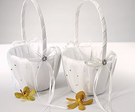 Scattered Pearls Crystals Flower Girl Basket