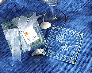 Shell and Starfish Frosted Glass Coasters