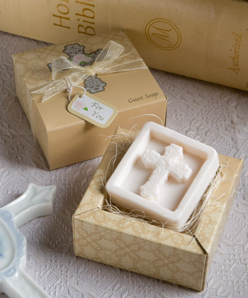 Stunning cross design guest soap favors