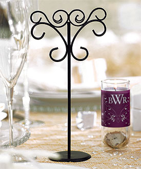 Tall Ornamental Wire Wedding Stationery Holders in Matte Black