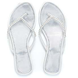 White Sandal with Crystal Woven Strap