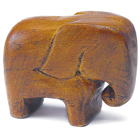 Miniature "Good Luck" Wooden Elephants (Set of 4)