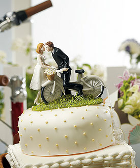 A Kiss Above Bicycle Couple Romantic Wedding Cake Topper