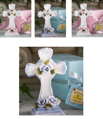 Capodimonte Collection blue or pink cross figurines