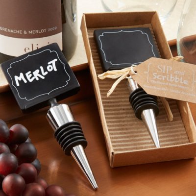 "Sip & Scribble" Chalkboard Bottle Stopper