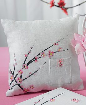 Cherry Blossom Square Ring Pillow