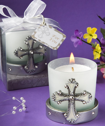 Regal Favor Collection cross themed candle holders