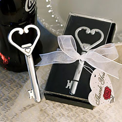 Heart Accented Key Bottle Opener Favors