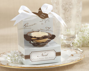 "Our New Nest" Bronze-Finish Metal Tea Light Holder (Wedding)