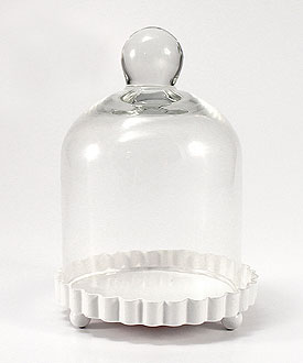 Miniature Bell Jar with White Fluted Base Wedding Favor