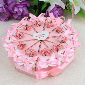 Pink Flower Cake Favor Boxes (Set of 10)